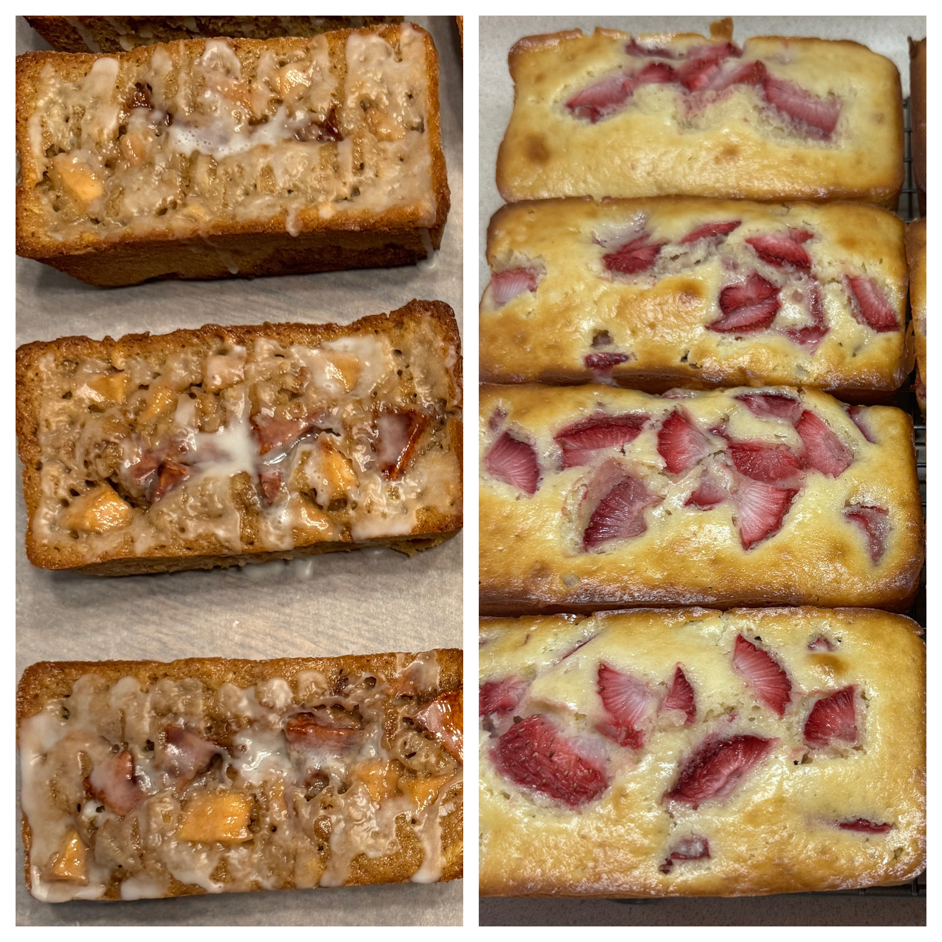 Apple Fritter and Strawberry Bread